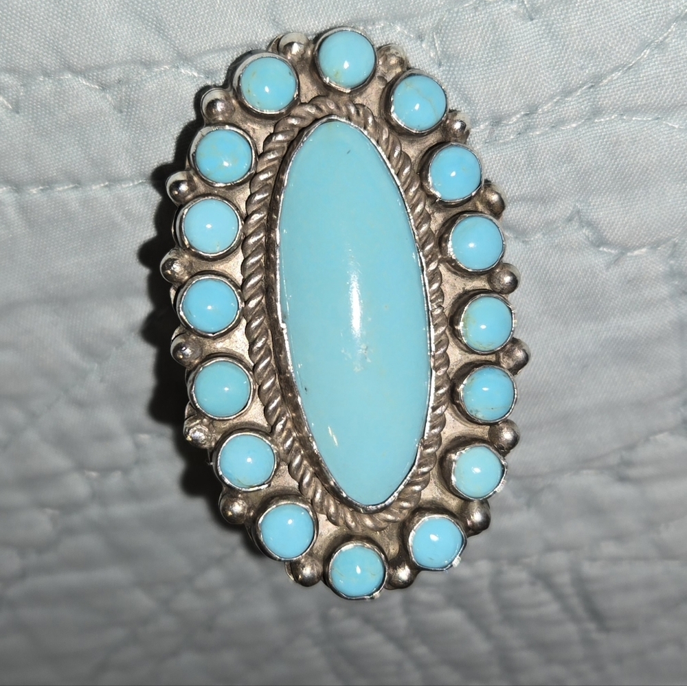Authentic Native Made Turquoise Sterling Silver U… - image 1